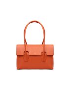 Oranje Solenne leren schoudertas - 35x26x14 cm