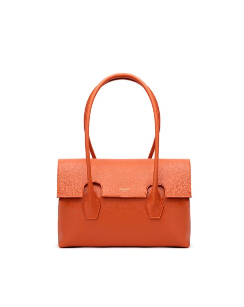 Oranje Solenne leren schoudertas - 35x26x14 cm