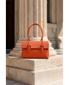 Oranje Solenne leren schoudertas - 35x26x14 cm