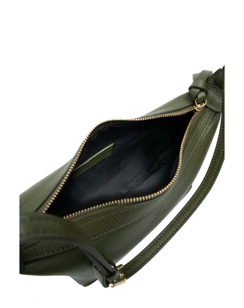 Schultertasche Gaia aus olivgrünem Leder - 22x13x10 cm