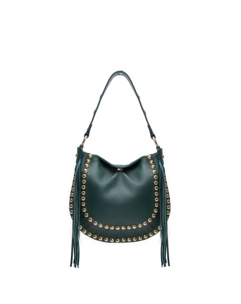 Waldgrüne Schultertasche Lois aus Leder - 29x25x1 cm