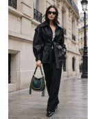 Waldgrüne Schultertasche Lois aus Leder - 29x25x1 cm