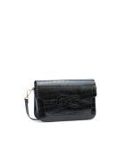 Andre Croco Schultertasche aus schwarzem Leder - 26x17x8 cm
