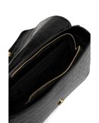 Andre Croco Schultertasche aus schwarzem Leder - 26x17x8 cm