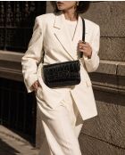 Andre Croco Schultertasche aus schwarzem Leder - 26x17x8 cm