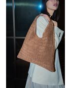 Lennox camel fluwelen leren schoudertas - 34x30x2 cm