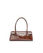Briar chocolade leren schoudertas - 34x15,5x11 cm