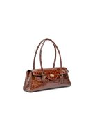 Briar chocolade leren schoudertas - 34x15,5x11 cm