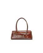 Briar chocolade leren schoudertas - 34x15,5x11 cm