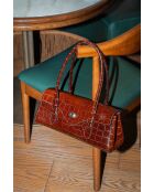 Briar chocolade leren schoudertas - 34x15,5x11 cm