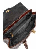 Briar chocolade leren schoudertas - 34x15,5x11 cm