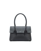 Zwarte leren schoudertas van Solenne - 35x26x14 cm