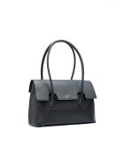 Zwarte leren schoudertas van Solenne - 35x26x14 cm