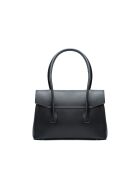 Zwarte leren schoudertas van Solenne - 35x26x14 cm