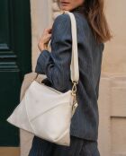 Bolso bandolera de piel Arden blanquecino - 36x25x11 cm