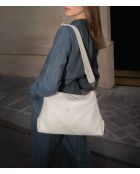 Bolso bandolera de piel Arden blanquecino - 36x25x11 cm