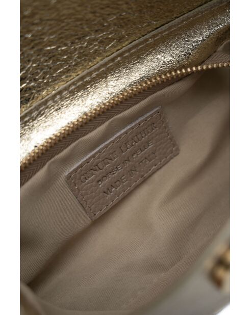Luna Schultertasche aus goldfarbenem Leder - 23x11x3,5 cm