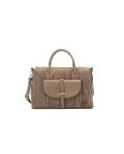 Handtasche aus Veloursleder in Rye Taupe - 36,5 x 28,5 x 13 cm