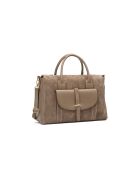 Handtasche aus Veloursleder in Rye Taupe - 36,5 x 28,5 x 13 cm