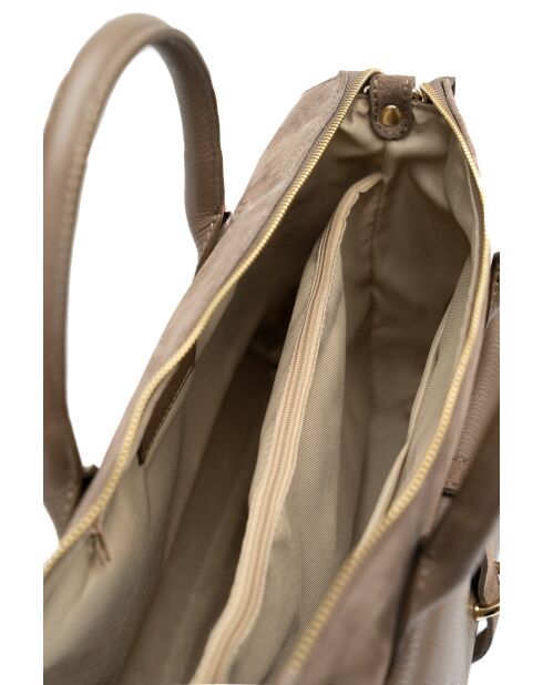 Handtasche aus Veloursleder in Rye Taupe - 36,5 x 28,5 x 13 cm
