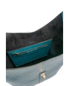 Jora Duck Schultertasche aus blauem Leder - 27x41x12 cm