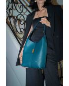 Jora Duck Schultertasche aus blauem Leder - 27x41x12 cm