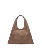 Bandolera Lennox de terciopelo taupe - 34x30x2 cm