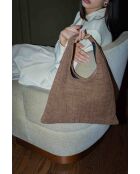 Bandolera Lennox de terciopelo taupe - 34x30x2 cm