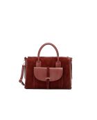 Handtasche Rye aus burgunderfarbenem Samt, 36,5 x 28,5 x 13 cm