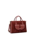 Handtasche Rye aus burgunderfarbenem Samt, 36,5 x 28,5 x 13 cm