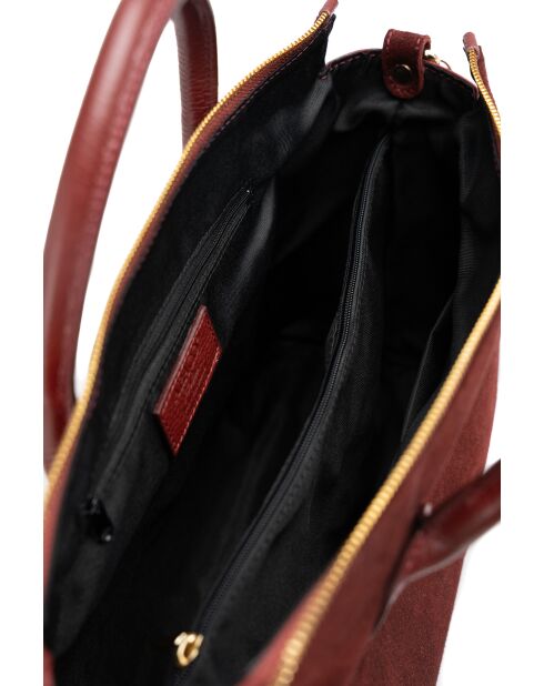 Handtasche Rye aus burgunderfarbenem Samt, 36,5 x 28,5 x 13 cm