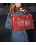 Handtasche Rye aus burgunderfarbenem Samt, 36,5 x 28,5 x 13 cm
