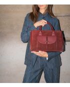 Handtasche Rye aus burgunderfarbenem Samt, 36,5 x 28,5 x 13 cm
