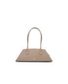 Schultertasche aus taupefarbenem Opalleder - 41x14x10 cm