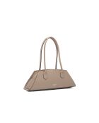 Schultertasche aus taupefarbenem Opalleder - 41x14x10 cm