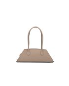 Schultertasche aus taupefarbenem Opalleder - 41x14x10 cm