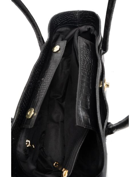 Bandolera Orla de piel negra - 40x20x13 cm
