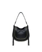 Zwarte leren schoudertas Lois - 29x25x1 cm