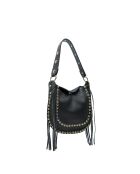 Zwarte leren schoudertas Lois - 29x25x1 cm