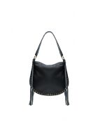 Zwarte leren schoudertas Lois - 29x25x1 cm