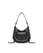 Zwarte leren schoudertas Lois - 29x25x1 cm