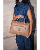 Handtasche Roux aus glänzendem braunem Leder - 36,5 x 28,5 x 13 cm