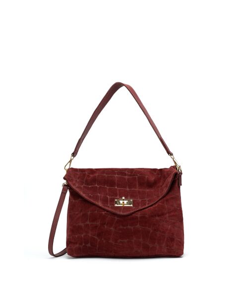 Ceres burgunderrote Schultertasche aus Samt - 34x25x9,5 cm