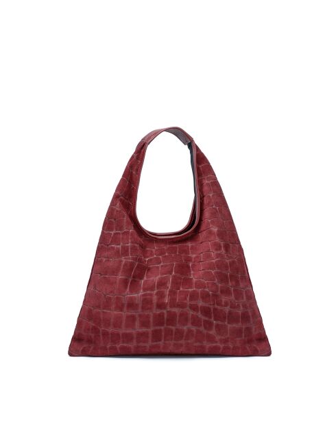 Lennox Schultertasche aus burgunderfarbenem Samt - 34x30x2 cm