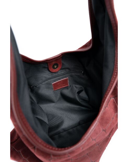 Lennox Schultertasche aus burgunderfarbenem Samt - 34x30x2 cm