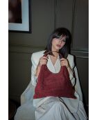 Lennox Schultertasche aus burgunderfarbenem Samt - 34x30x2 cm