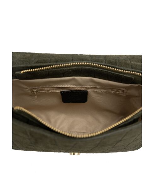 Andre flaschengrüne Schultertasche aus Samt - 26x17x8 cm