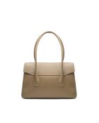 Solenne licht taupe leren schoudertas - 35x26x14 cm