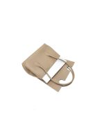 Solenne licht taupe leren schoudertas - 35x26x14 cm