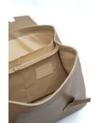 Solenne licht taupe leren schoudertas - 35x26x14 cm